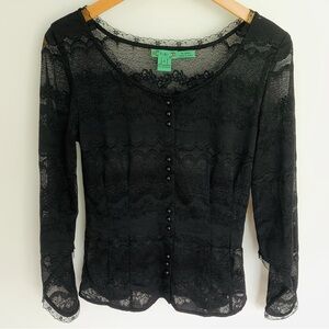 Tibi black lace blouse with aline quarter sleeves